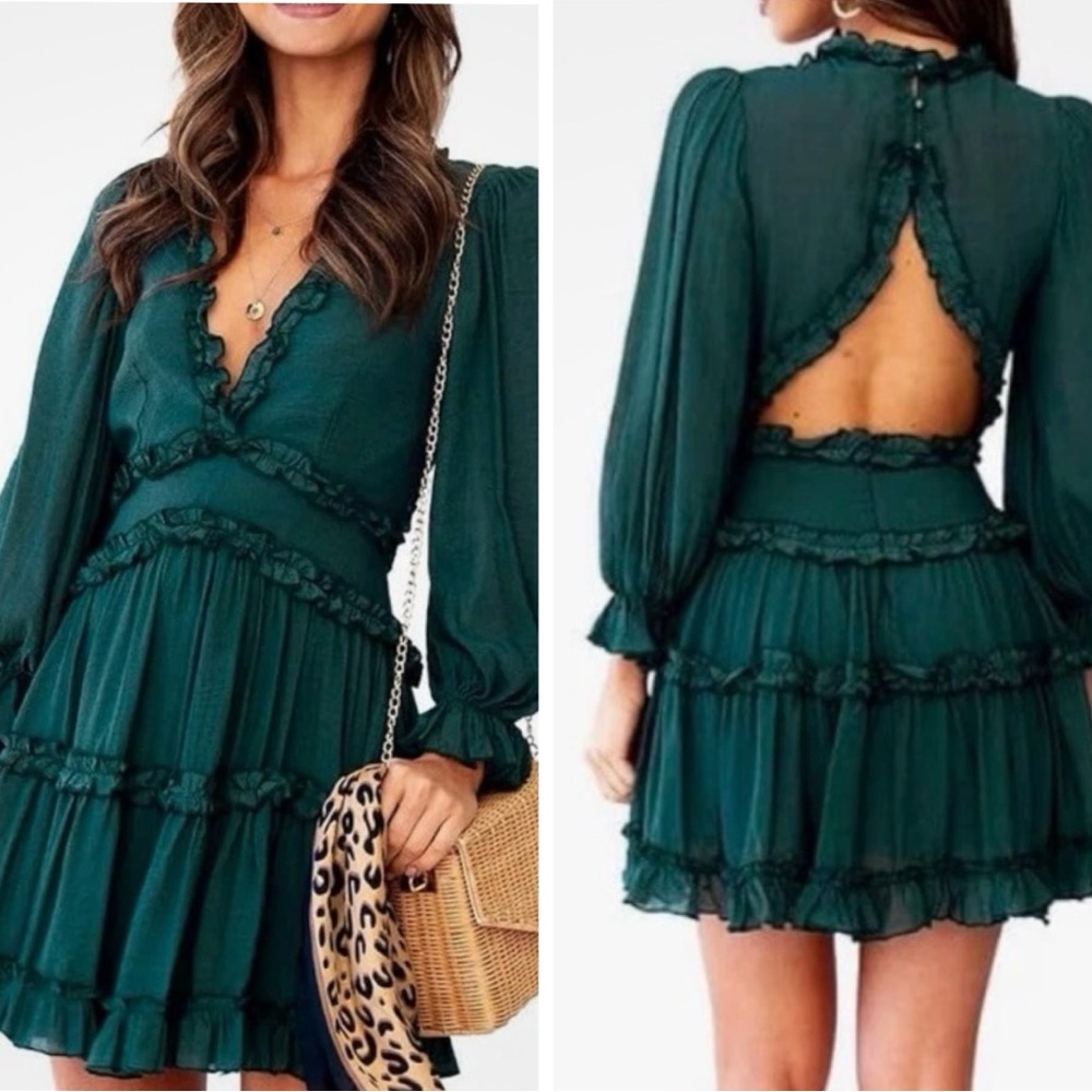 Elegant Green Ruffle Dress